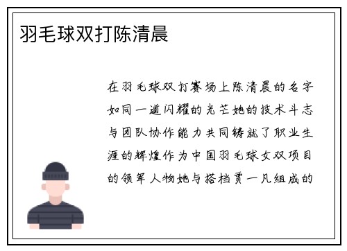 羽毛球双打陈清晨